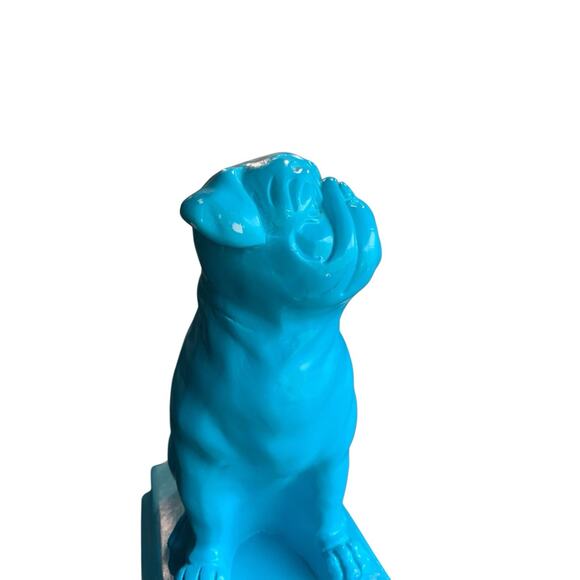 English Bulldog Statue Figurine Aqua Teal Green 8 Inch Figure Dog Decor Book - Picture 3 of 9